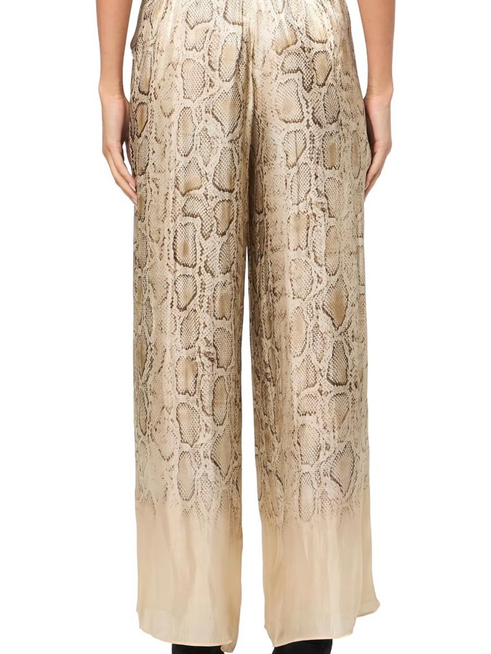 NEW Kobi Halperin Beige Snake-Print Wide Leg Pants